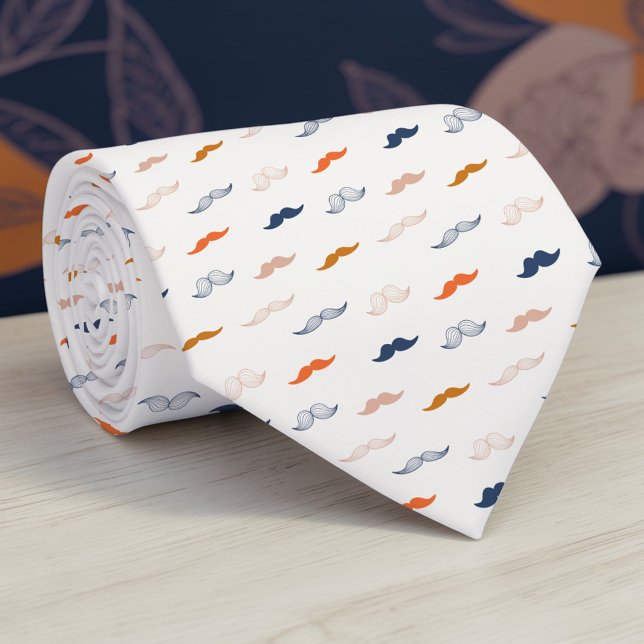 Gravata Mustache on Beige Necktie Tie (Criador carregado)