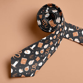 Gravata Mystic Boho Crystal Skull Halloween Pattern