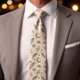 Gravata Mystical Celestial Moon Stars Pattern Custom Name