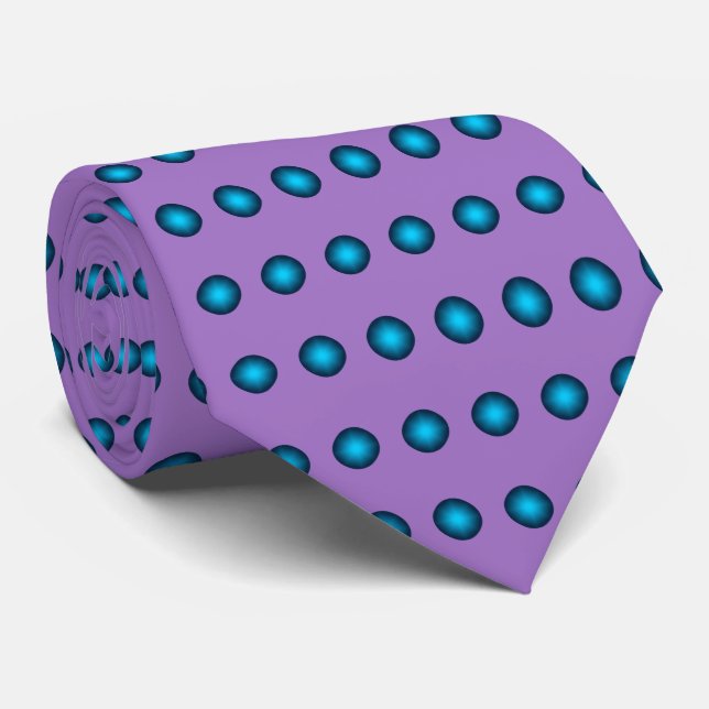 Gravata Na moda azul Bolinhas w. Fundo da lavanda (Rolled)