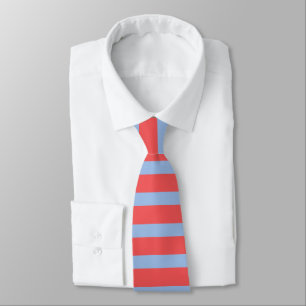 Gravata Na moda Azul Claro e Vermelho Horizontais Stripes