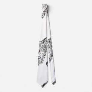 Gravata Na moda, Design branco, de animais-leopardo preto 