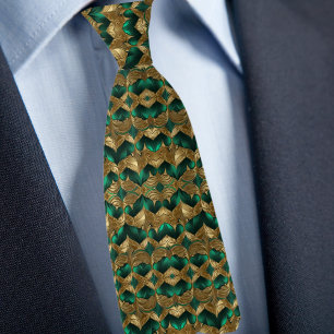 Gravata Na moda Dourado e Emerald Necktie