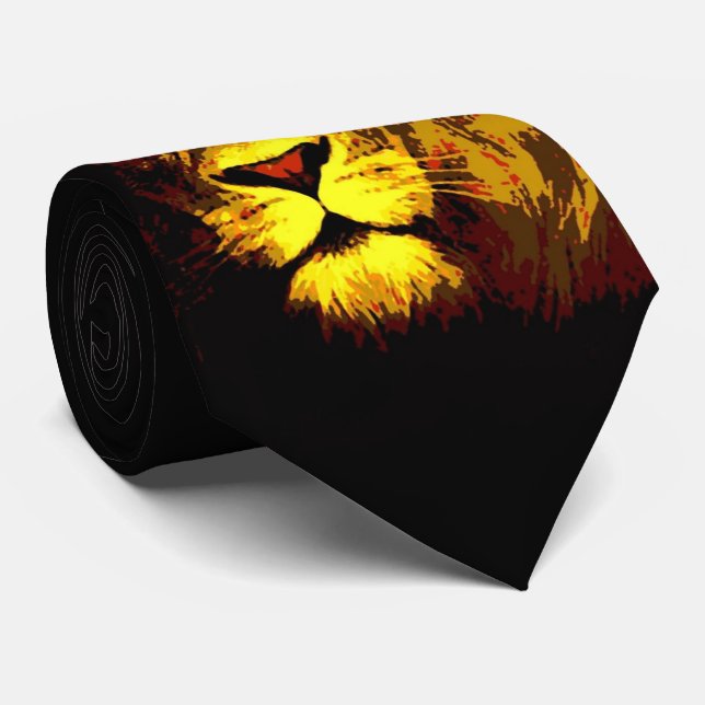 Gravata Na moda Modern Lion Pop Art (Rolled)