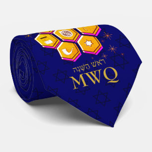 Gravata Na moda Rosh Hashanah SHANA TOVA Monograma