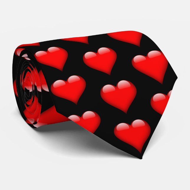 Gravata Namorados Red Shiny Hearts Necktie (Rolled)