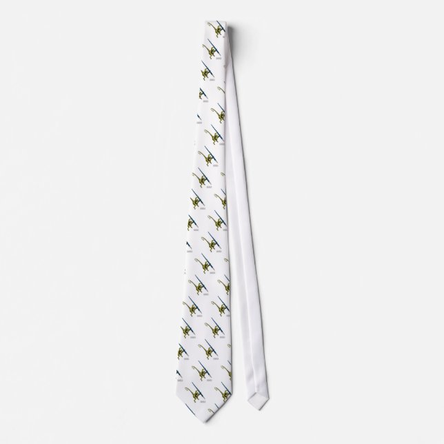 Gravata NaNoLA - Lemur com caneta de fonte (Frente)