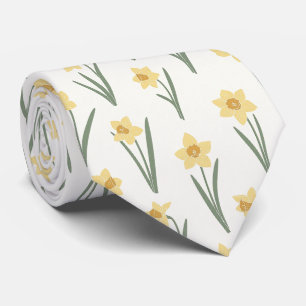 Gravata Narciso Floral de Primavera em Amarelo e Verde Sua