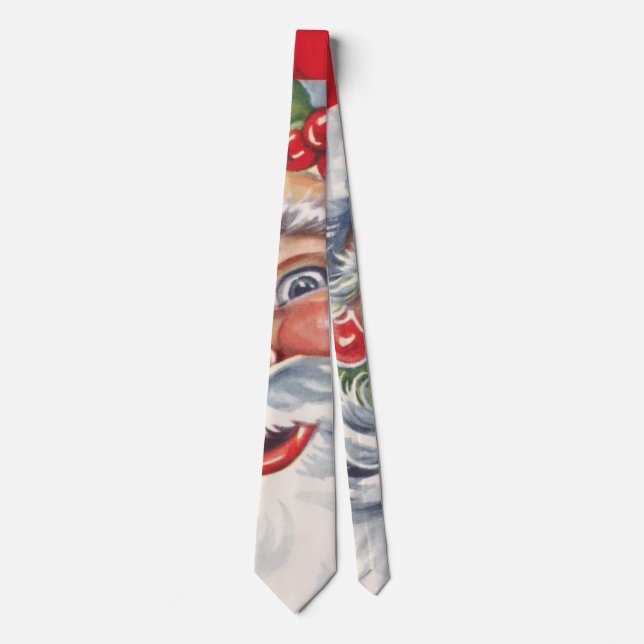 Gravata Natal Antigo, Alegre Papai Noel com seu Chapéu (Frente)