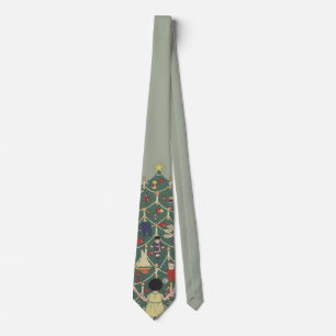 Gravata Natal Antigo Crianças ao Redor de uma Árvore Decor