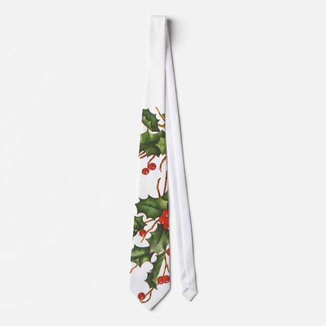 Gravata Natal Antigo, Planta de Azevim com Bagas Vermelhas (Frente)