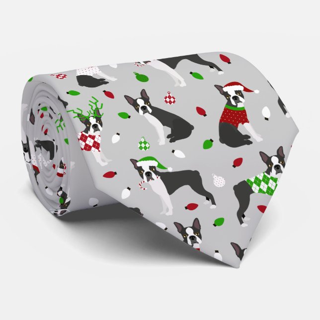 Gravata Natal Boston Terrier Neck Tie (Rolled)