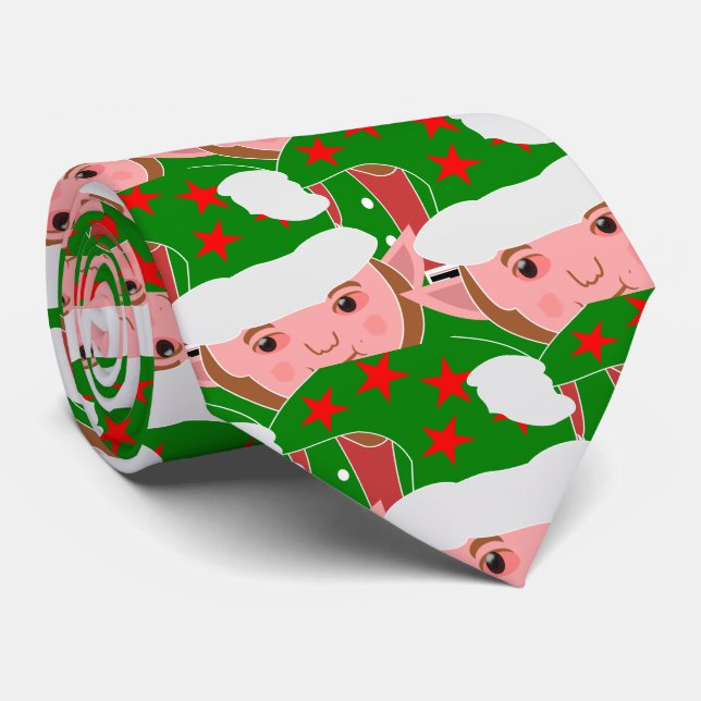 Gravata Natal com Design de Elfo (Rolled)