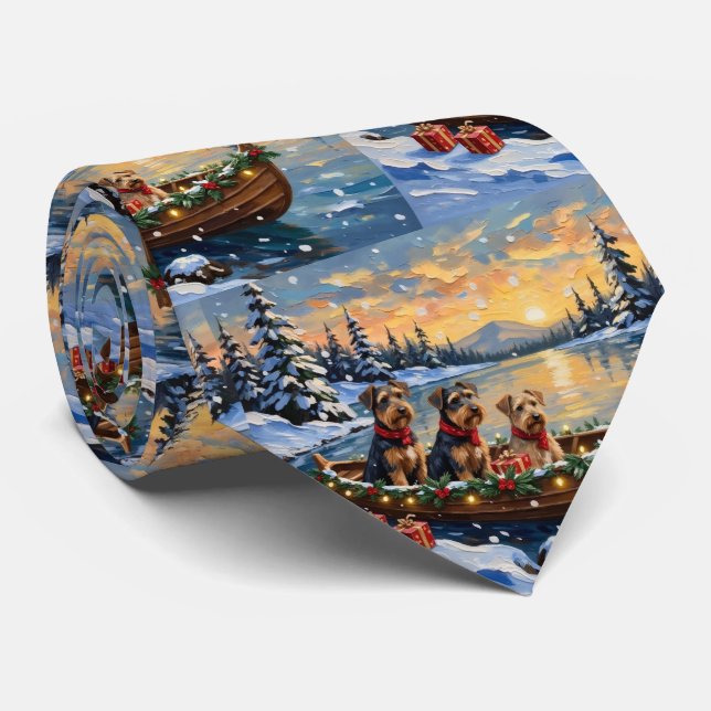 Gravata Natal de barco de Natal do Airedale Terrier (Rolled)