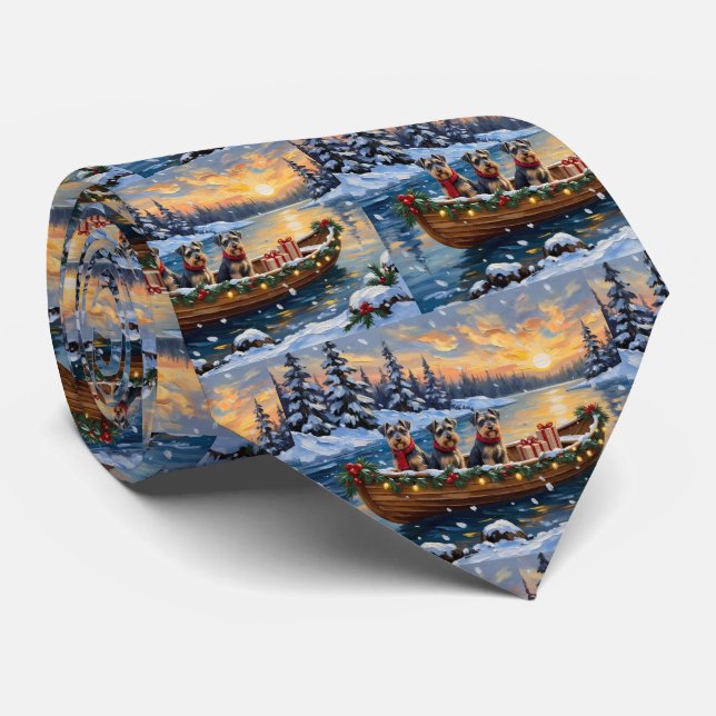 Gravata Natal de barco de Schnauzer no Natal (Rolled)
