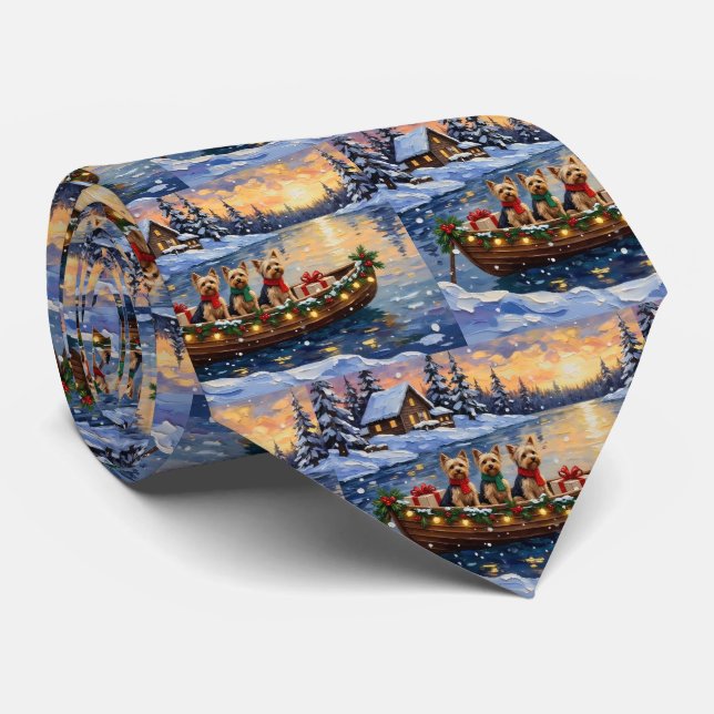 Gravata Natal de barco de Yorkipoo no feriado (Rolled)