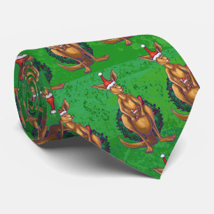 Gravata Natal de Canguru no Verso Verde Pintado