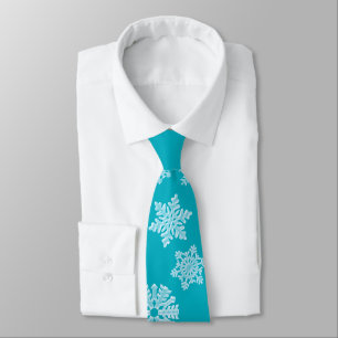 Gravata Natal de Icy Aqua Teal Frozen Winter Snowflakes
