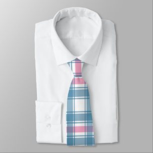 Gravata Natal De Tartan Rosa E Azul