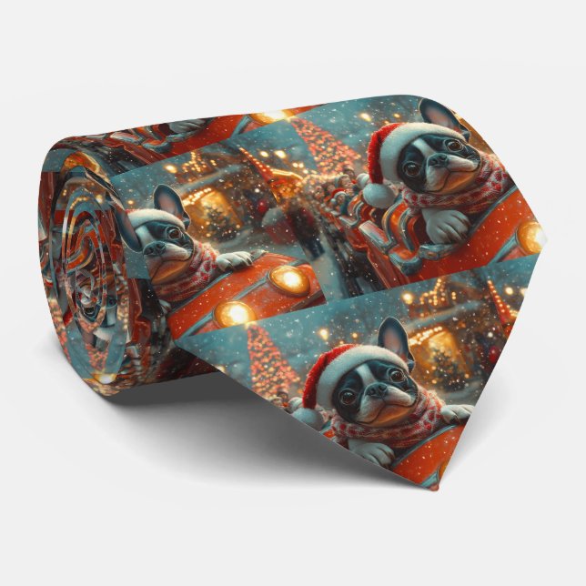 Gravata Natal do Rolador de Cachorro de Boston Terrier (Rolled)