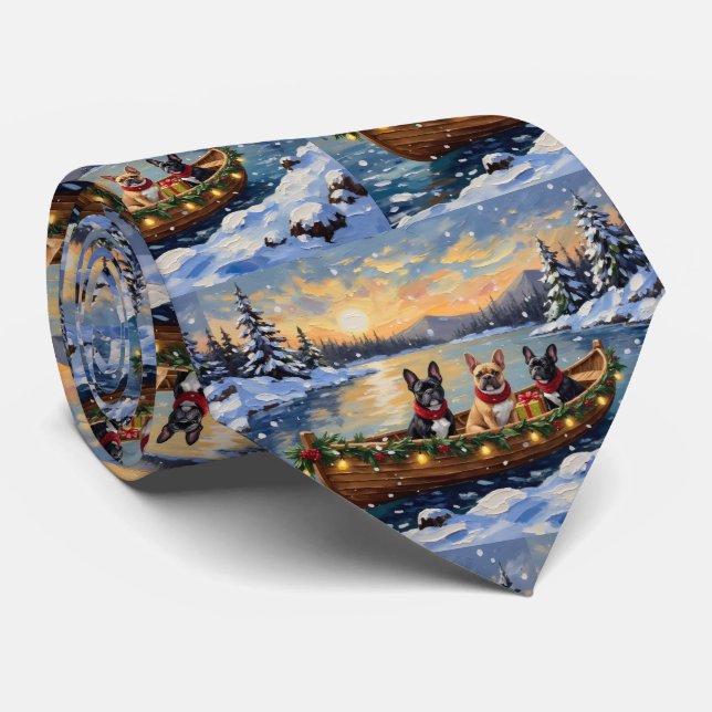 Gravata Natal no barco com French Bulldog (Rolled)