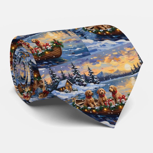 Gravata Natal no barco do Goldendoodle (Rolled)