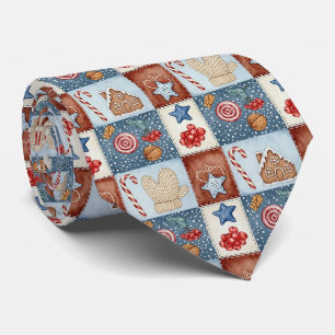Gravata Natal Patchwork Aconchegante de Inverno