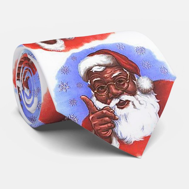 Gravata Natal preto de Papai Noel do afro-americano (Rolled)