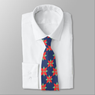 Gravata Natal Red Poinsettia Floral Impressão Gents Tie