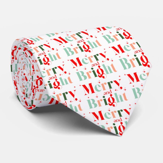 Gravata Natal Retro Alegre e Brilhante (Rolled)