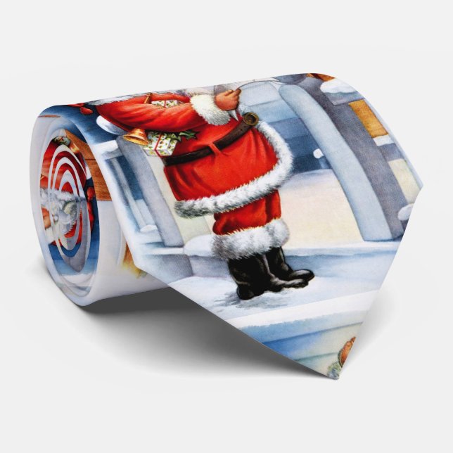 Gravata Natal Retro Férias Papai Noel / Divertido (Rolled)