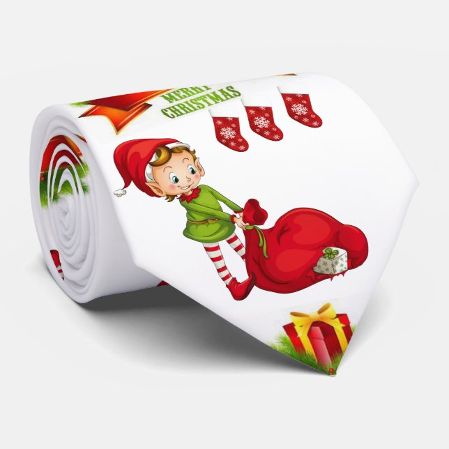 Gravata Natal Tie, Elf (Rolled)