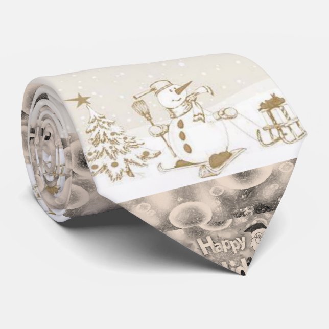 Gravata Natal Tie, Snowman (Rolled)