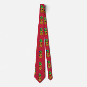 Gravata Natal tropical Abacaxi Quente Natal em Vermelho