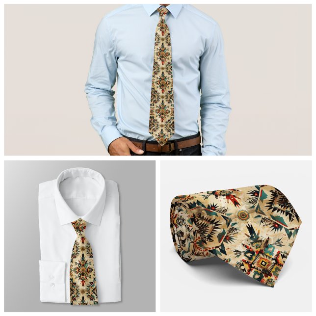 Gravata Native American Ethnic Art Tribe Pattern Vintage ( Native American Ethnic Art Tribe Pattern, vintage-inspired tribal design, showcases geometric shape)