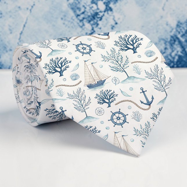 Gravata Nautical Sea Life Custom Necktie (Criador carregado)