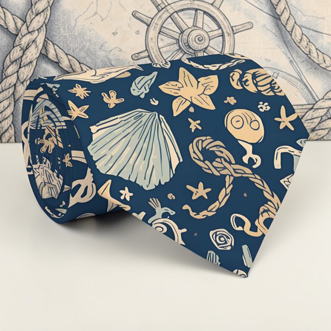 Gravata Nautical Sea Life Custom Necktie (Criador carregado)