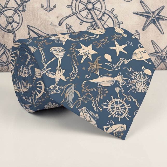 Gravata Nautical Sea Life Custom Necktie (Criador carregado)
