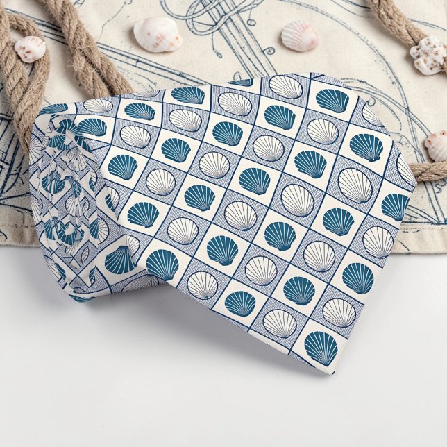 Gravata Nautical Seashells Custom Necktie (Criador carregado)
