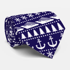 Gravata Navio de Cruzeiro de Natal Azul Padrão