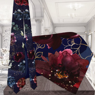 Gravata Navy Bordeaux Garden Wedding Tie