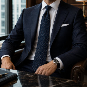Gravata Navy em Jacquard de Diamante   Luxo para N