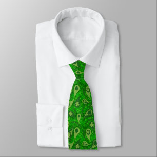 Gravata Neat Green Irish Shamrock Paisley Pattern