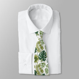 Gravata Neck tie with a tropical leaf pattern