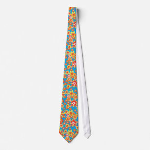 Gravata Necktie Chic: Padrão Floral Laranja Ditsy
