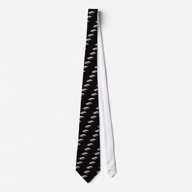 Gravata Necktie Clássica de Carro Vermelho e Branco Quente (Frente)