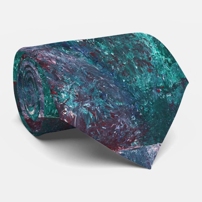 Gravata Necktie de Arte Teal Masculina (Rolled)