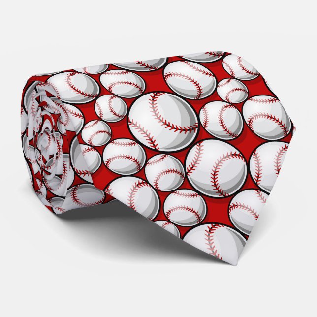 Gravata Necktie de padrão de baseball (Rolled)