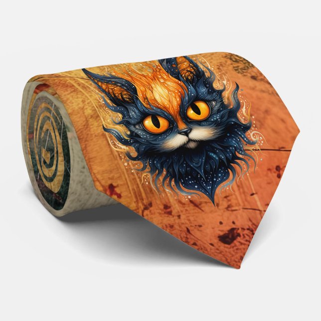 Gravata Necktie Gatinho abstrato (Rolled)