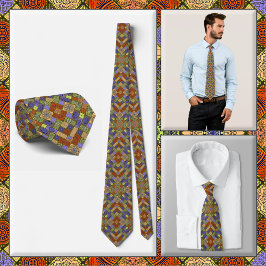 Gravata NECKTIE - Padrão Vermelho/Azul/Verde & Mais - Colo